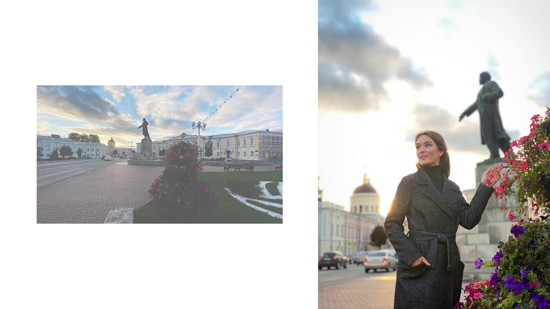 Девушка на площади Ленина в Твери фотосессия на смартфон