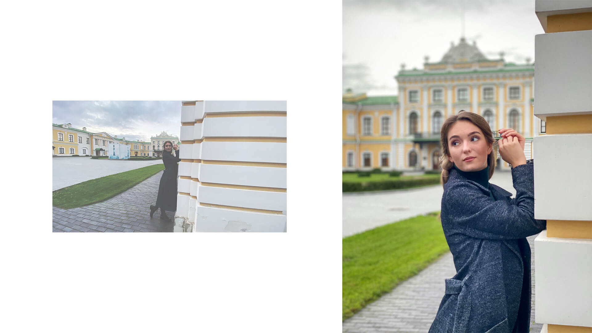 Девушка на фоне Императорского дворца Тверской Картинной галереи 